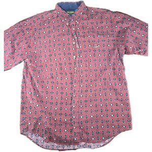Vintage Ivy Crew Shirt Men's XL Button Down Red Geometric Medallion 90s Cotton